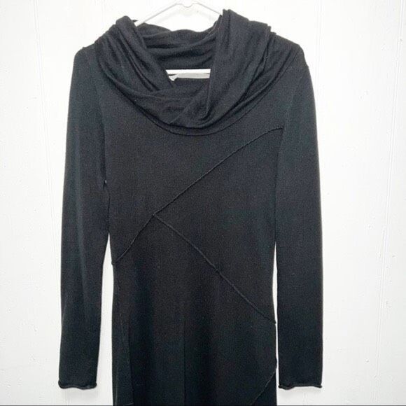 Athleta Merino Wool Camber Cowl Neck A-Line Long Sleeve Dress, BLACK SIZE XS - Picture 4 of 9